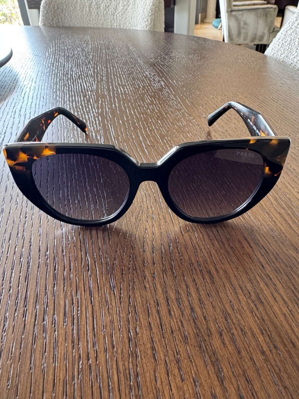 Prada Tortoiseshell Acetate Round Women Sunglasses - Dark Brown/Amber - Picture 5 of 12